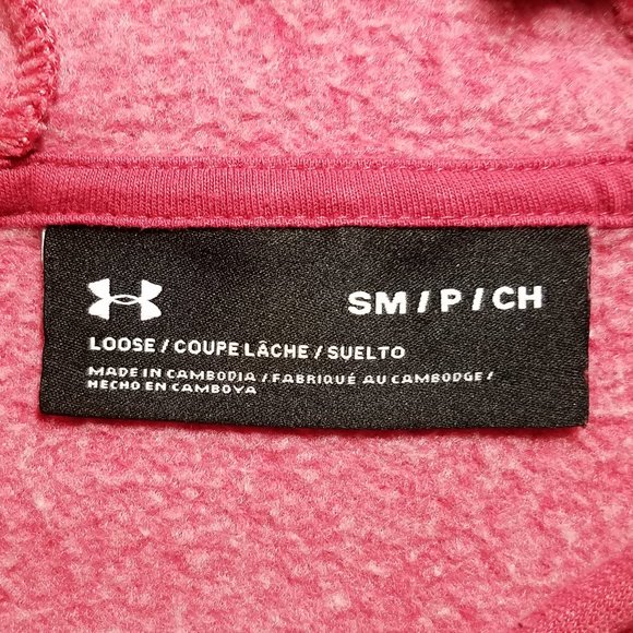 Under Armour Women's UA Taped Fleece Hoodie - Pink & Gray - Picture 2 of 7
